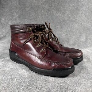 VTG Nautica Leather Ankle Boots Mens 10.5 W Dark Brown Lace Up Moc Toe Casual